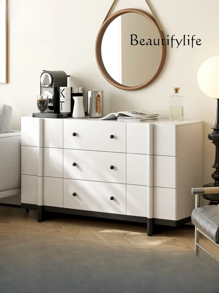 

Light Luxury Solid Wood Chest of Drawers Living Room Side Cabinet Bedroom Tailstock Storage Dressing Integrated Locker