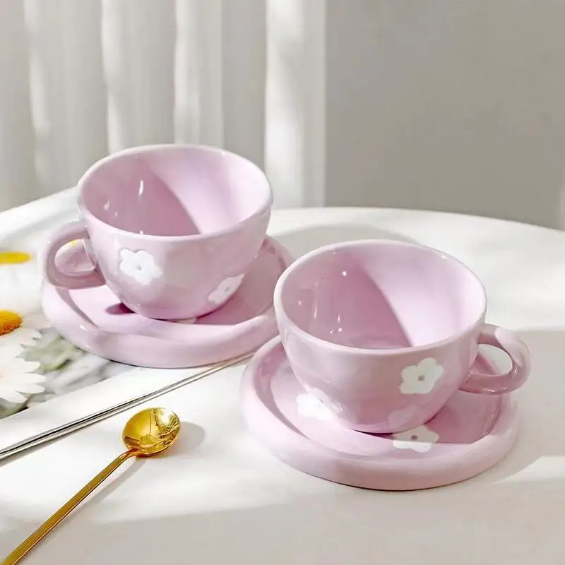 Ceramic Coffee Cup Set Office Home Living Room Creative Personality Men and Women Dim Sum Ceramic Tea Cup with Plate