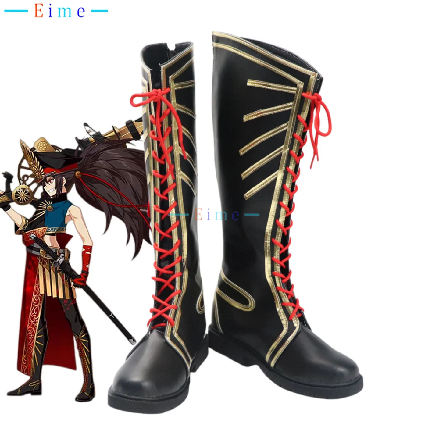 Zapatos de Cosplay FGO Oda Nobunaga, accesorios de Cosplay para juegos, botas negras de Halloween hechas a medida, talla grande