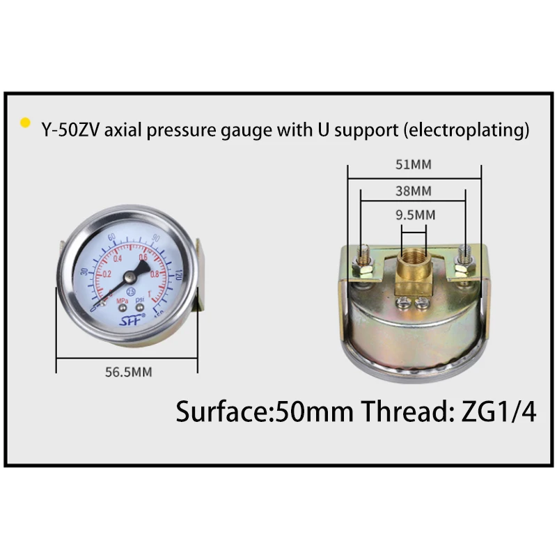 Pneumatisches Luftdruck-Y-40 50 60ZU Axial-SFF-Manometer mit Halterungsmontage – Detail 11