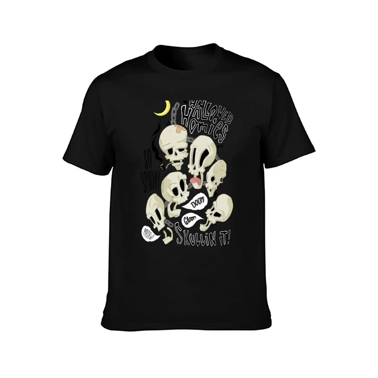 Hallowed Homies T-Shirt, Summer Casual Cotton Tee, Oversized Streetwear Tops, Vintage Graphic Print, Loose Fit Short Sleeve