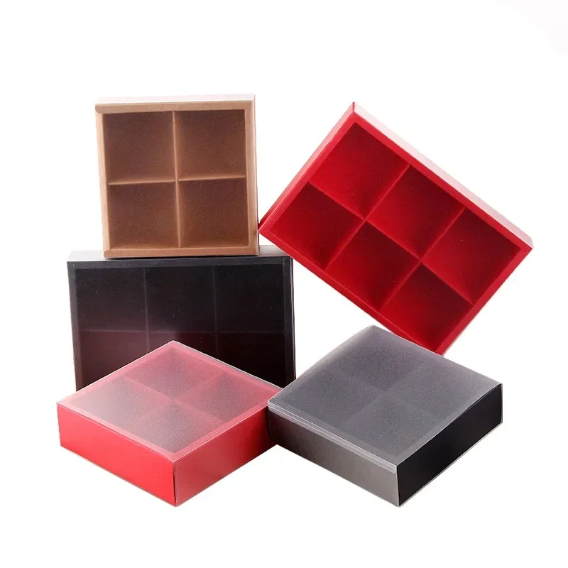 4/6 Grids Christmas Gift Boxes Packaging Mooncake Trays Chocolate Box Cookie Egg-Yolk Crisp Macaron Baking Box For Party mariage