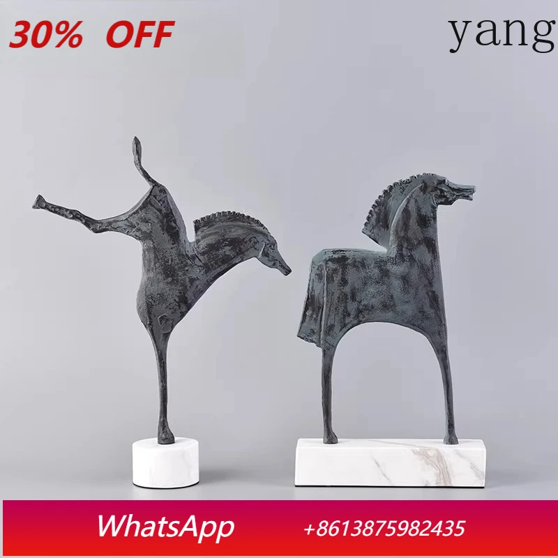 

LTT new Chinese animal cast iron green horse decoration living room TV cabinet entrance ornament