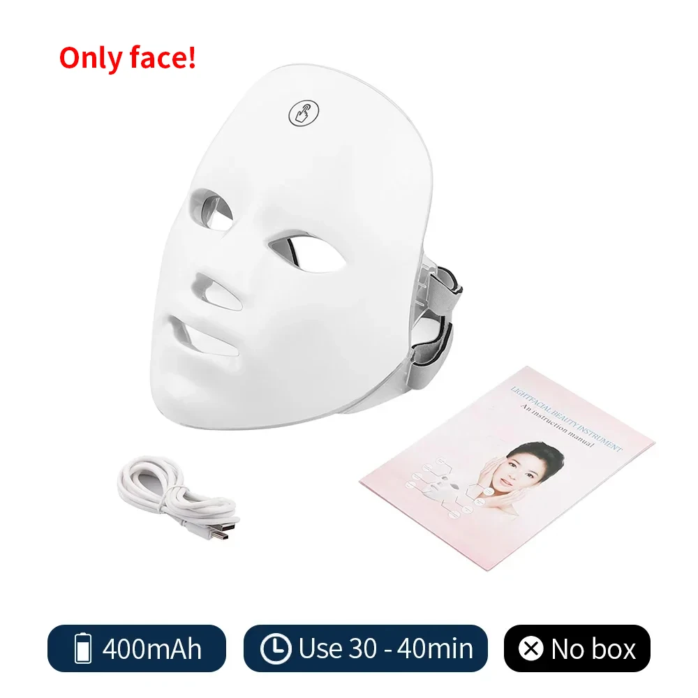 Wireless 7 Colors LED Face Beauty Machine Photon Facial Neck Skin Tighten Rejuvenation Facial Neck Mask image 3