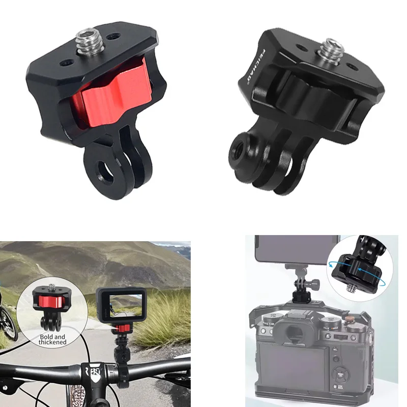 1/4 Camera Screw Adapter Thick CNC Tripod Mount 2pin/3pin for GoPro for Insta360 for DJI OSMO360 Pocket 3 Bicycle Connector
