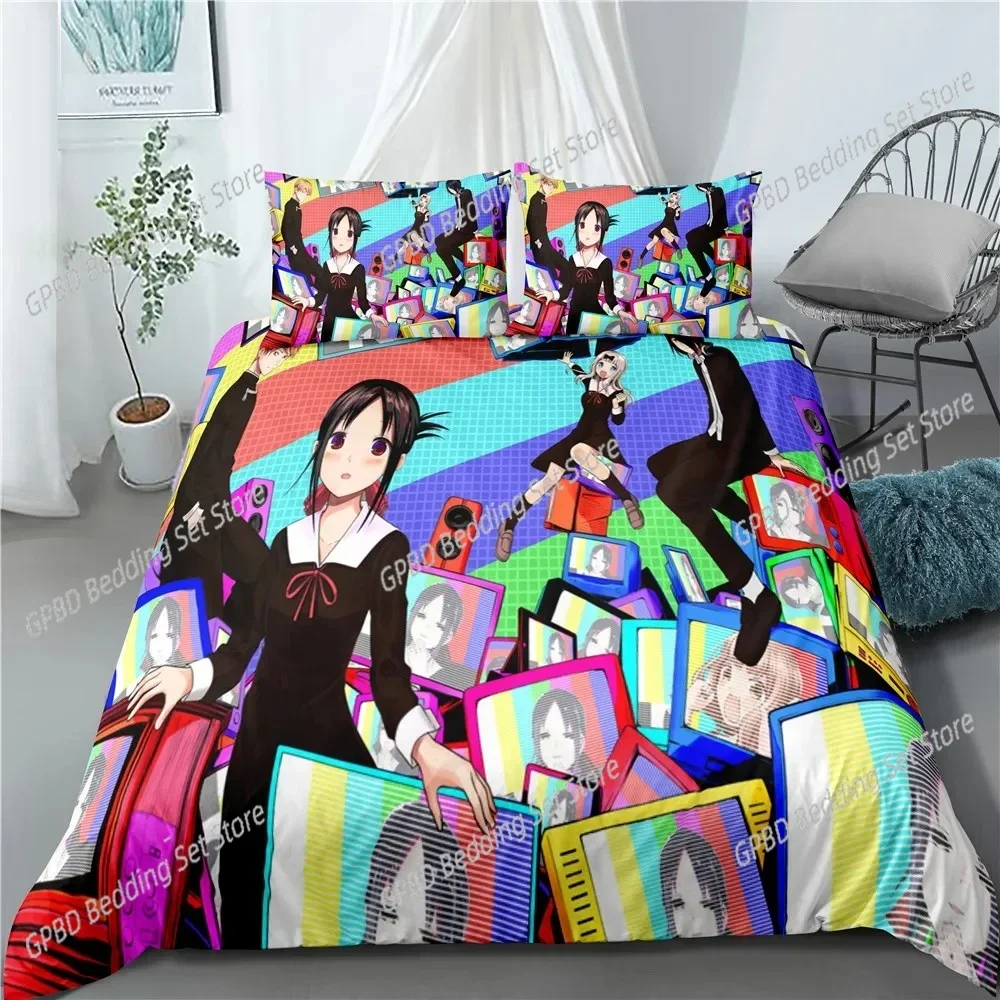 Anime Kaguya-sama Love is War Miyuki Shirogane Bedding Set 3D Printed Suitable for Bedroom Duvet Cover Set With Pillowcases Kids