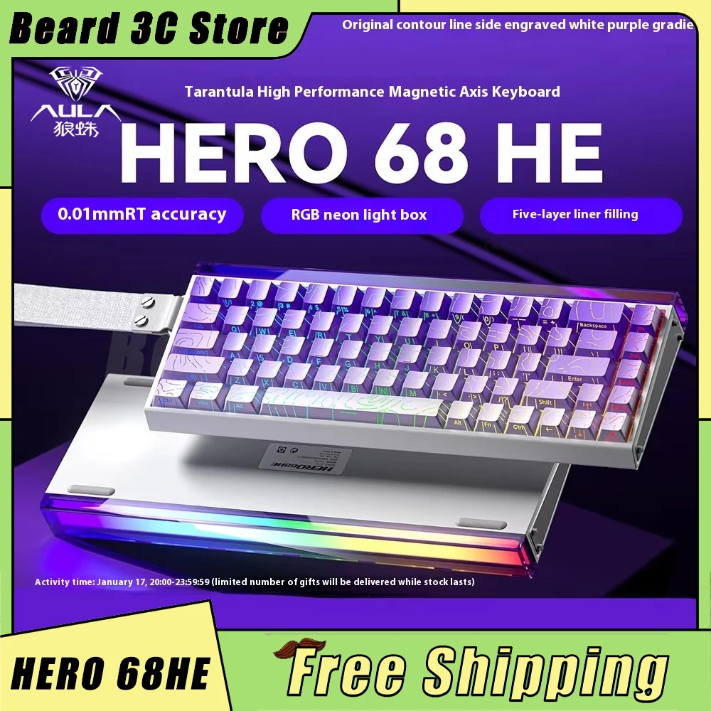 

AULA HERO 68HE Magenetic Switch Mechanical Keyboard Wired Keyboard Customized 8000Hz 0.01RT Gaming Keyboards PC Accessories