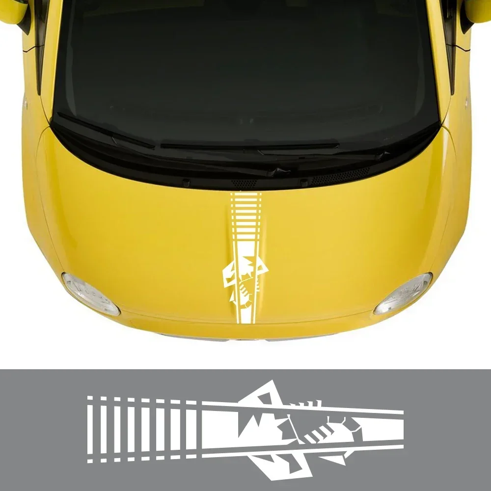 Car Hood Bonnet Stickers Stripes Vinyl Film Decals Creative Auto Styling DIY Decoration Accessories For Fiat 500 Abarth 595 500X view 2