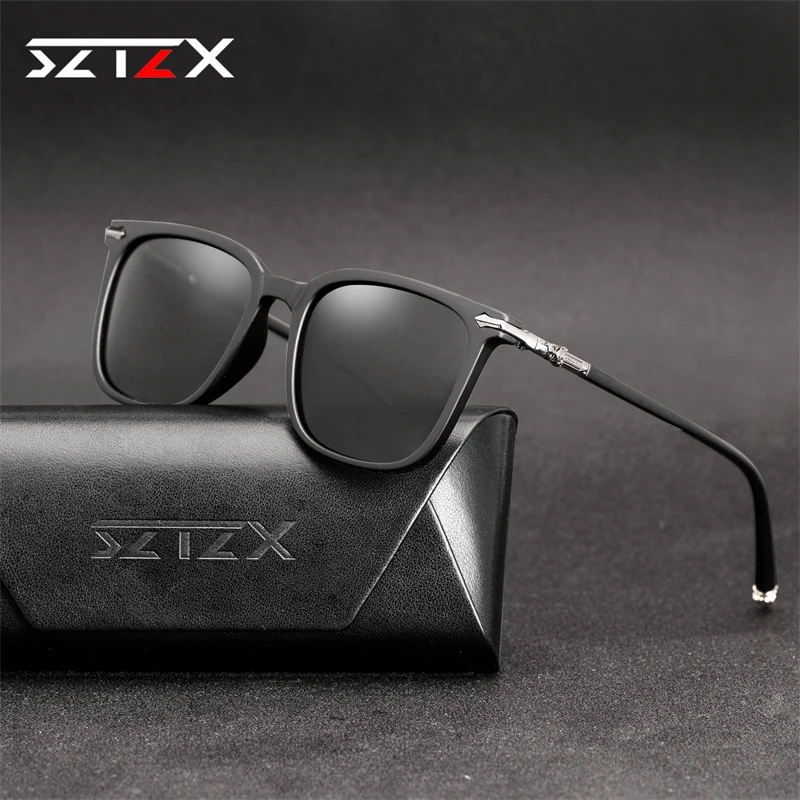 SZTZX Fashion Vintage Polarized Sunglasses Men Women Driving Travel Anti-glare Sun Glasses TR90 Prescription Eyeglasses Frame UV