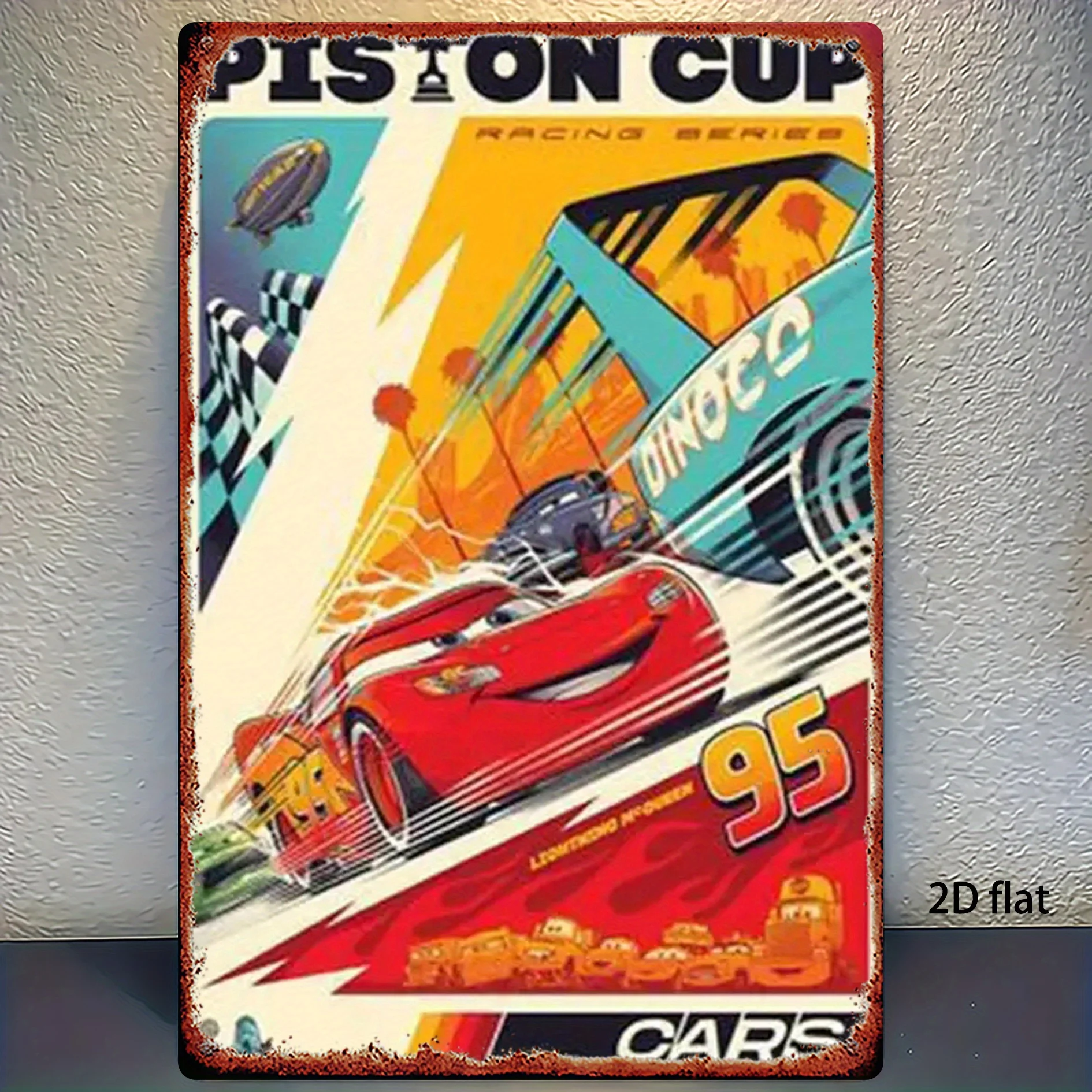 Cars Retro Metal Wall Decor -   Racing Theme Sign with Pre-Drilled Holes, Durable Iron Plaque for Game Room or for Man Cave, Exc
