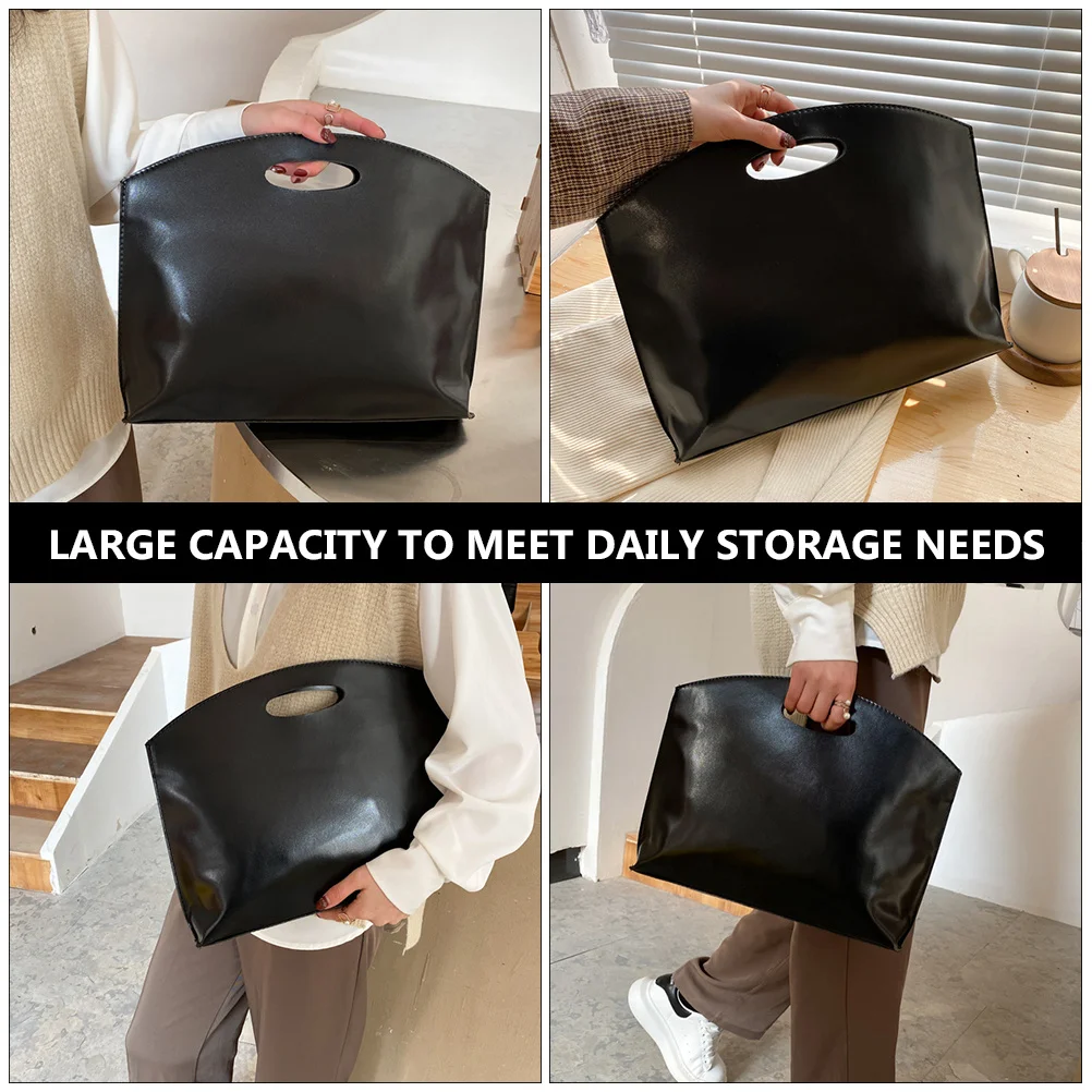 1 قطعة حقيبة بو تصميم الأعمال البسيطة سعة كبيرة محمول الملحق حقيبة مكتب محمول حقيبة بولي Briefcase