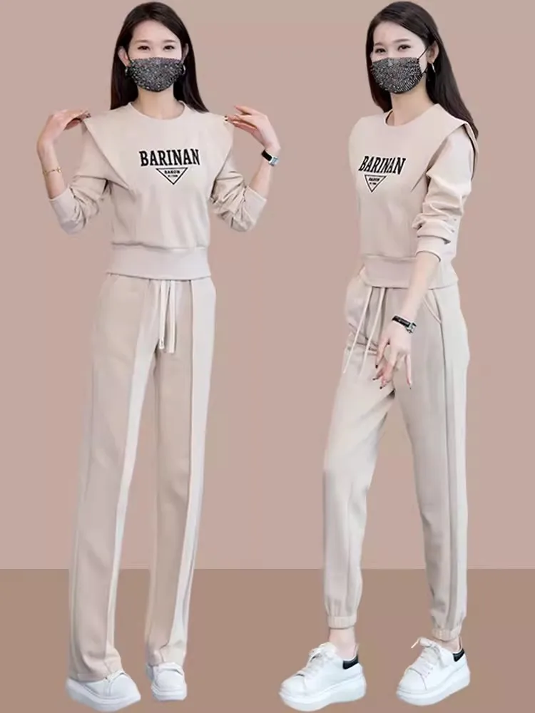 

Fashionable Sportswear Set for Women Casual Stylish Two-Piece Suit Spring Autumn New Arrival Sweatshirt Short plus Size