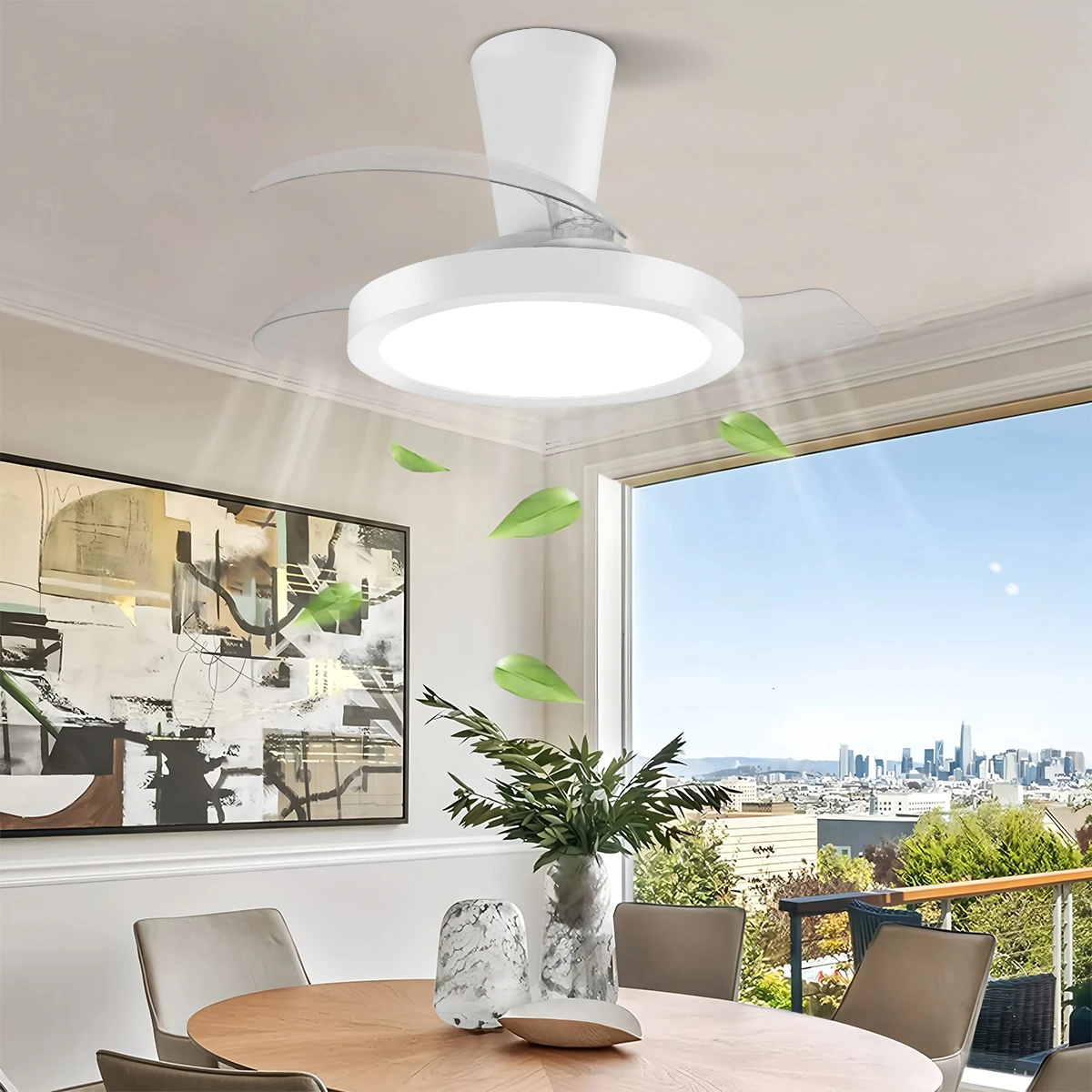 

Intelligent Modern Invisible Ceiling Fan with DC Motor, High Airflow, Remote Control for Bedroom and Dining Room Ceiling Fans