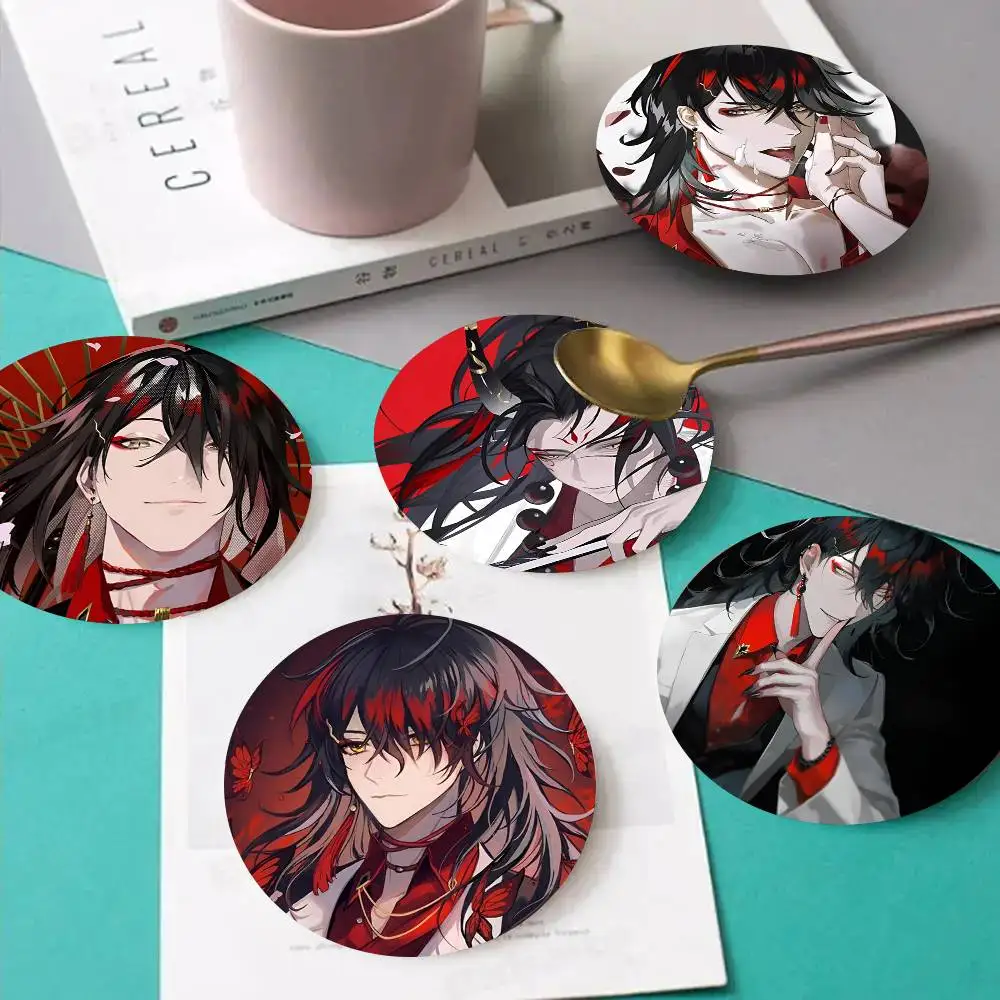 1pc V-Vox A-Akuma Wooden Coaster Colour Printing Cup Mat Home Desk Decoration Gifts