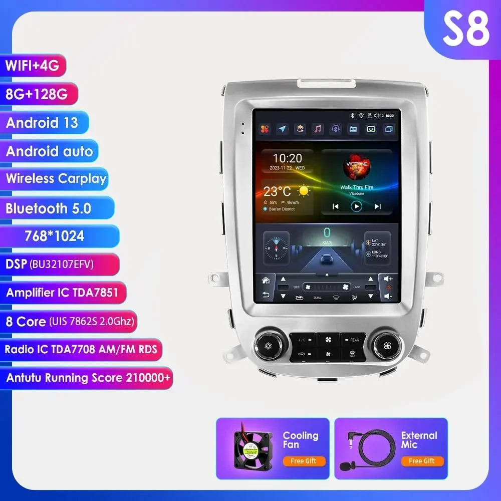 9,7'' 7862 8-core 360 ° Draadloze CarPlay Android autoradio voor Hyundai Santa Fe 2 2006-2012 GPS Multimedia Stereo Head Unit