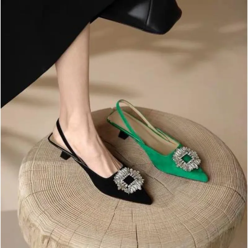 

Fashion Small French Style Style Baotou Sandals Fairy Shoes New Spring/Summer Pointed High Heels Water Diamond Single Shoes