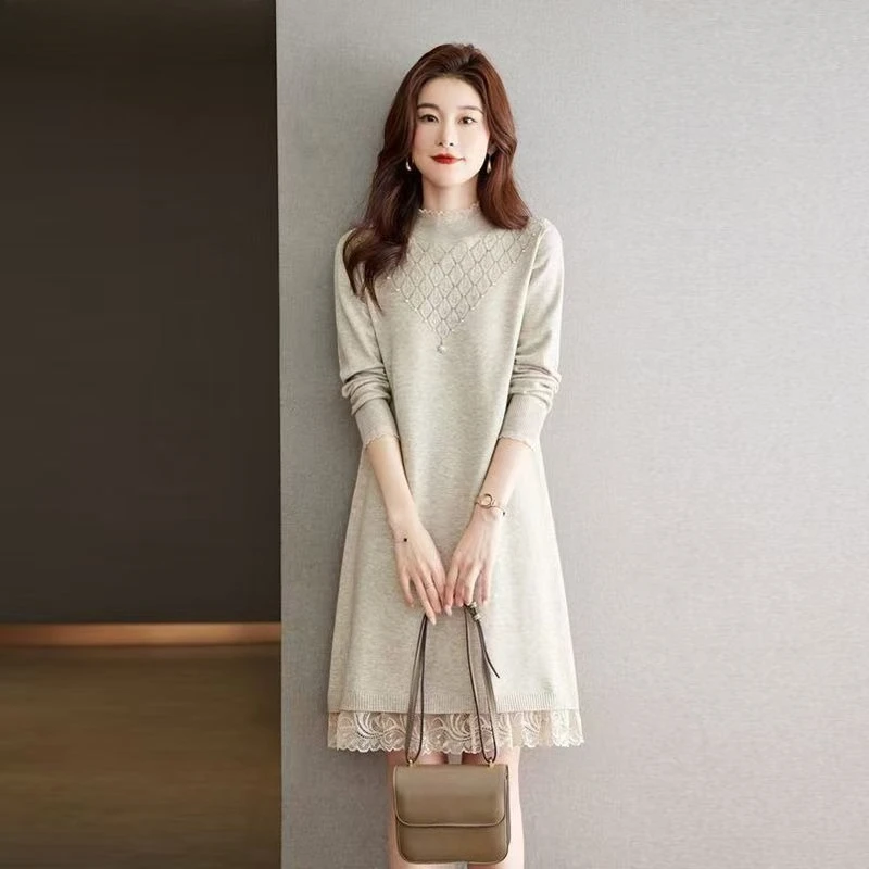 Crochet Dresses for Women Formal Comfortable Harajuku Deals Y2k Autumn Winter Retro Casual Cool New in White Woman Knitted Dress