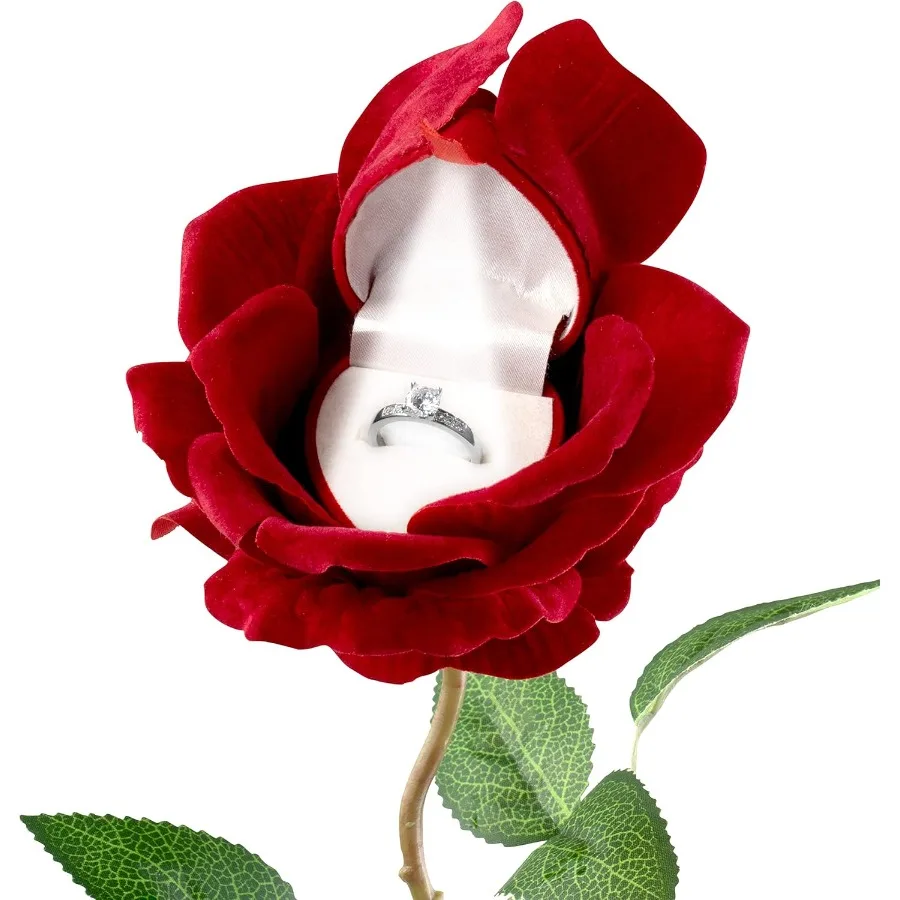 

Noble Rose Ring Box with Light Flower LED Engagement Ring Box for Proposal Ring or Special Occasions