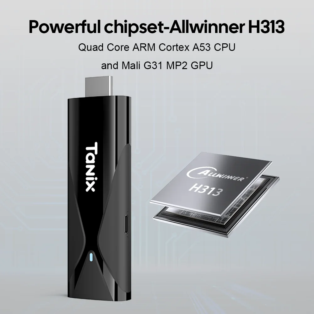   TANIX TX8 TV stick Android 10 TV Stick Allwinner H313 2GB 16GB 2.4G WIFI 4K MINI TV Dongle Smart TV Box