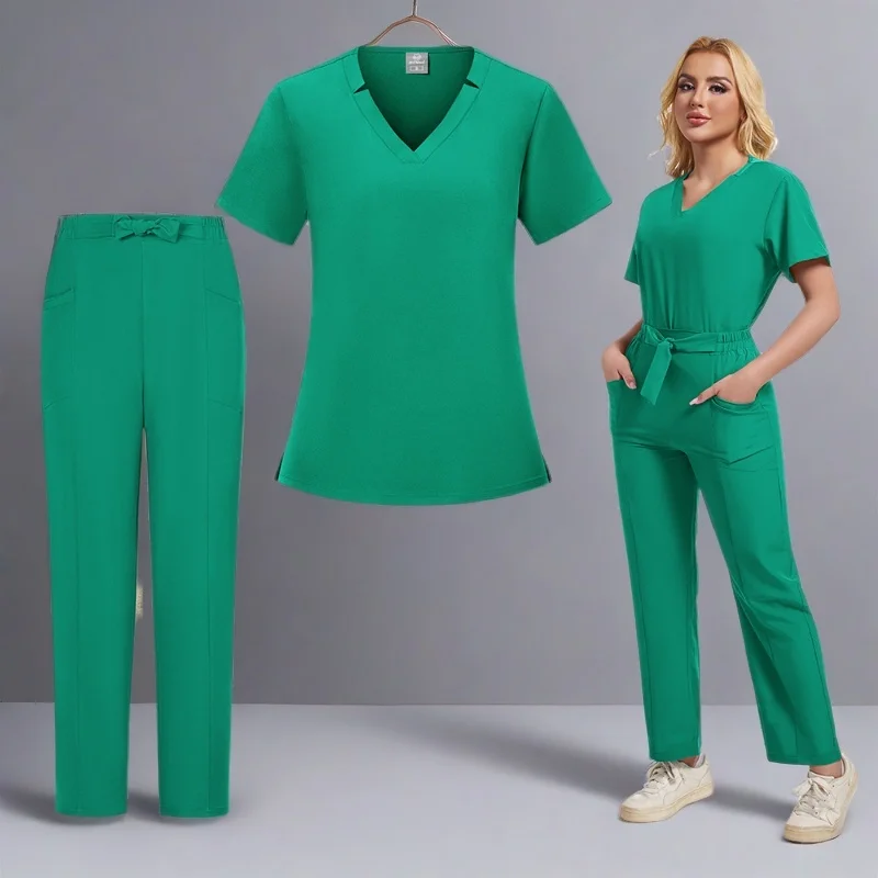 Roupas de trabalho de barbeiro de esteticista estiramento enfermeira uniformes cirúrgicos médico workwear hospital médico esfrega conjunto acessórios de enfermagem