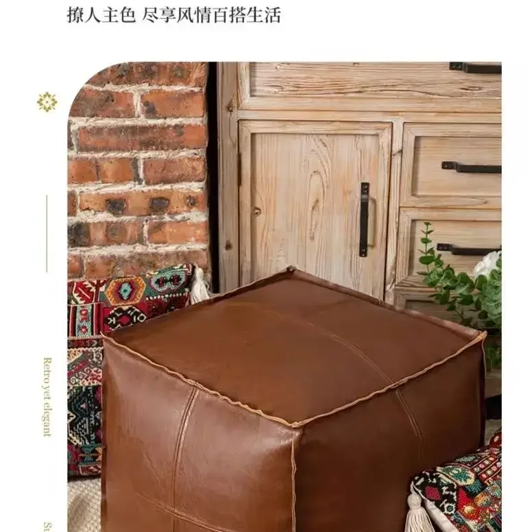 Low Stool Seat Pier, Living Room Multi-functional Leather Pier Seat Cushion, Moroccan Seat Pier, Lazy Sofa Pedal on The Ground