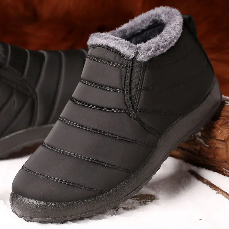 Men's Shoes Winter Waterproof Sneakers Fashion Non-slip Casual Shoes for Men Classic Breathable Cotton Shoes Slip on Ankle Shoe