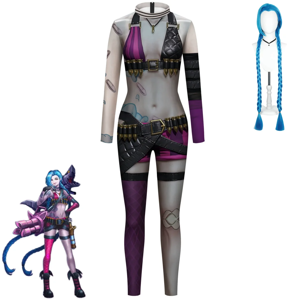 

Костюм для косплея Lol Arcane сезона 2 Jinx, комбинезон League Of Legends, парик для взрослых, детей, мужчин и женщин, сексуальный карнавальный костюм для вечеринки