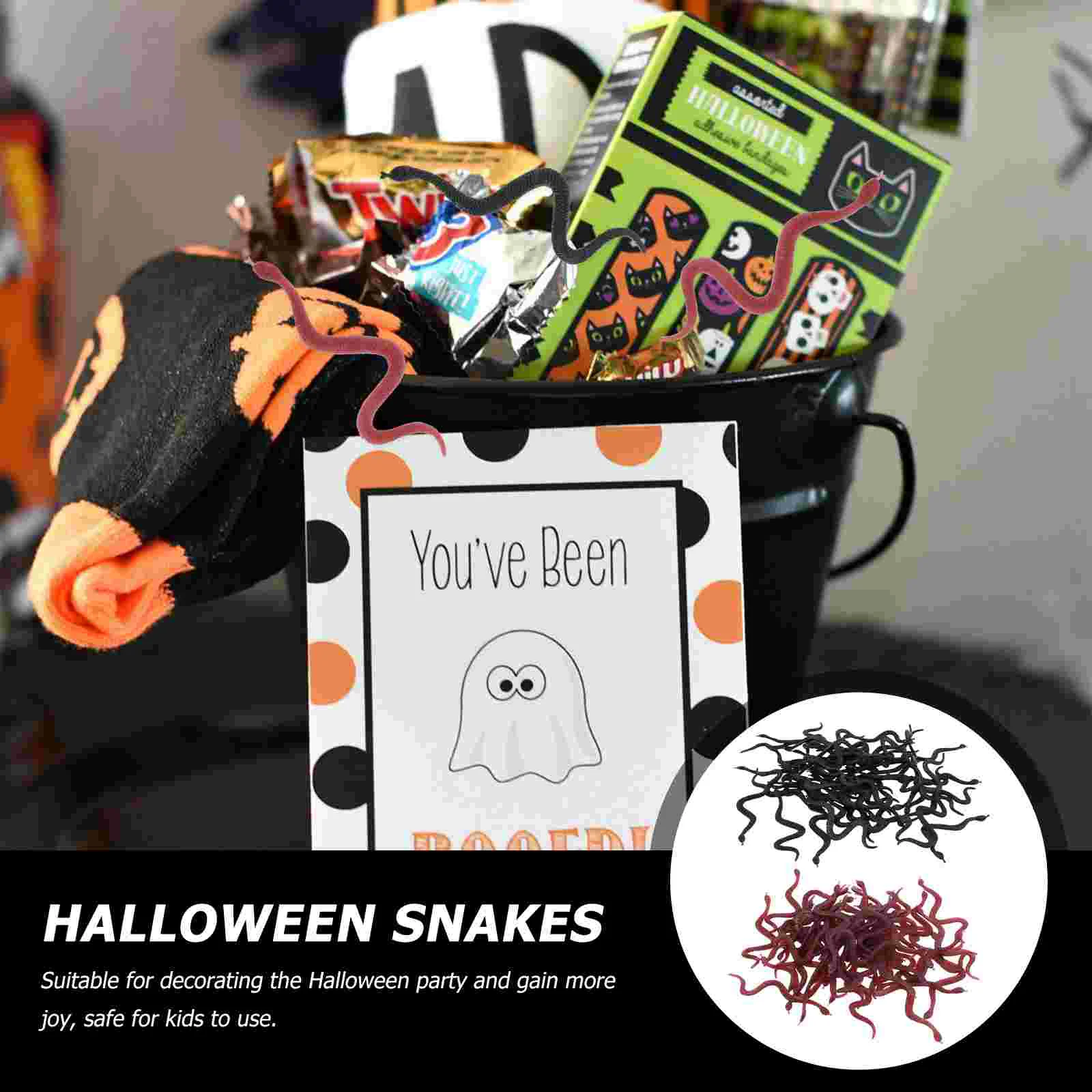 100pcs Fake Snakes Halloween Snakes Realistic Snake Toys Halloween Prank Toys toy snake snakes toys