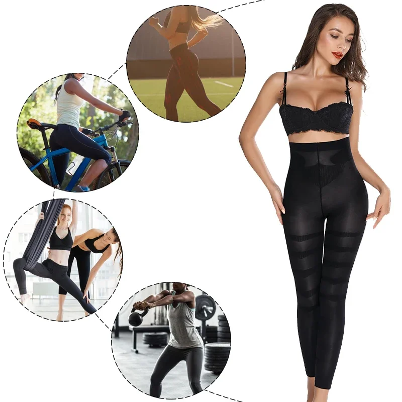 Mallas de cintura alta para mujer, pantalones ajustados de compresión, moldeadores de piernas, bragas adelgazantes anticelulitis, Control de barriga