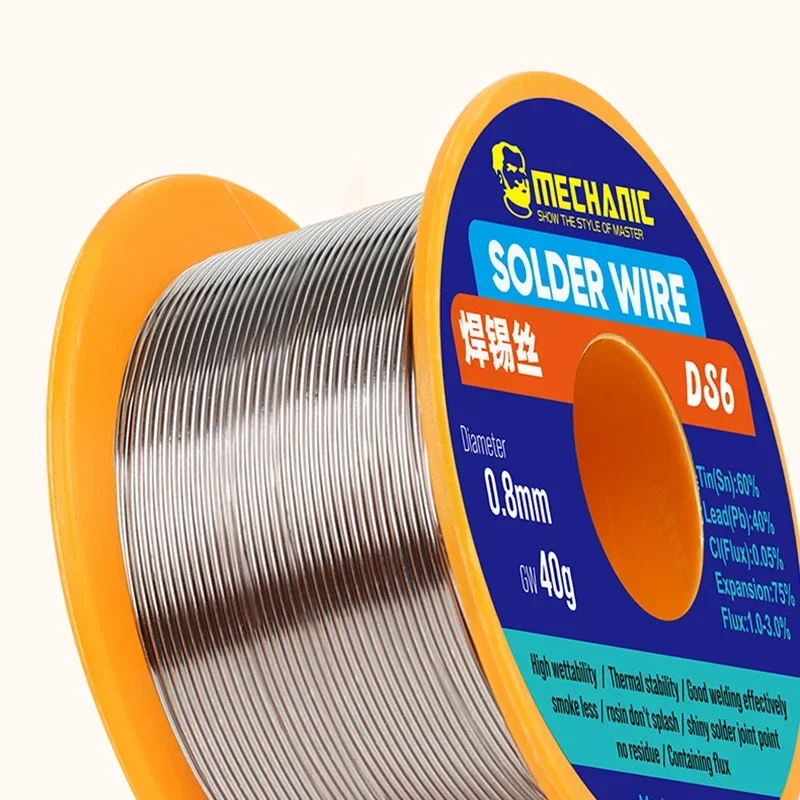 Solder Wire MECHANIC DS6 40g 0.3 0.4 0.5 0.6 0.8 mm for Electronic Soldering Iron Welding High Purity No-clean Rosin Solder Silk