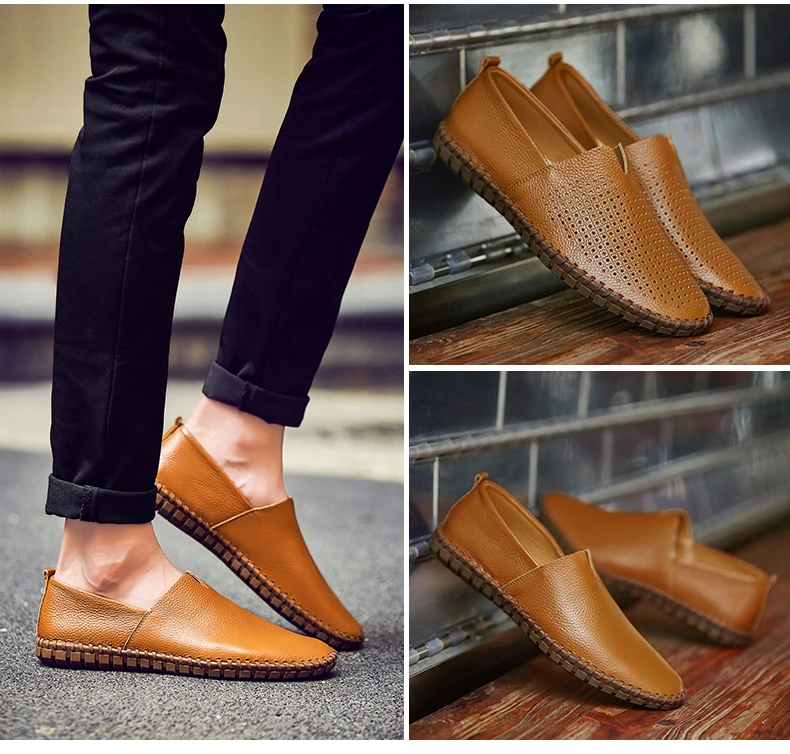 Mode männer Fahren Schuhe Handgemachte Leder Männer Müßiggänger Weiche Atmungsaktive männer Casual Schuhe Zapatillas Hombre Große Größe 38-48 – Detail 12