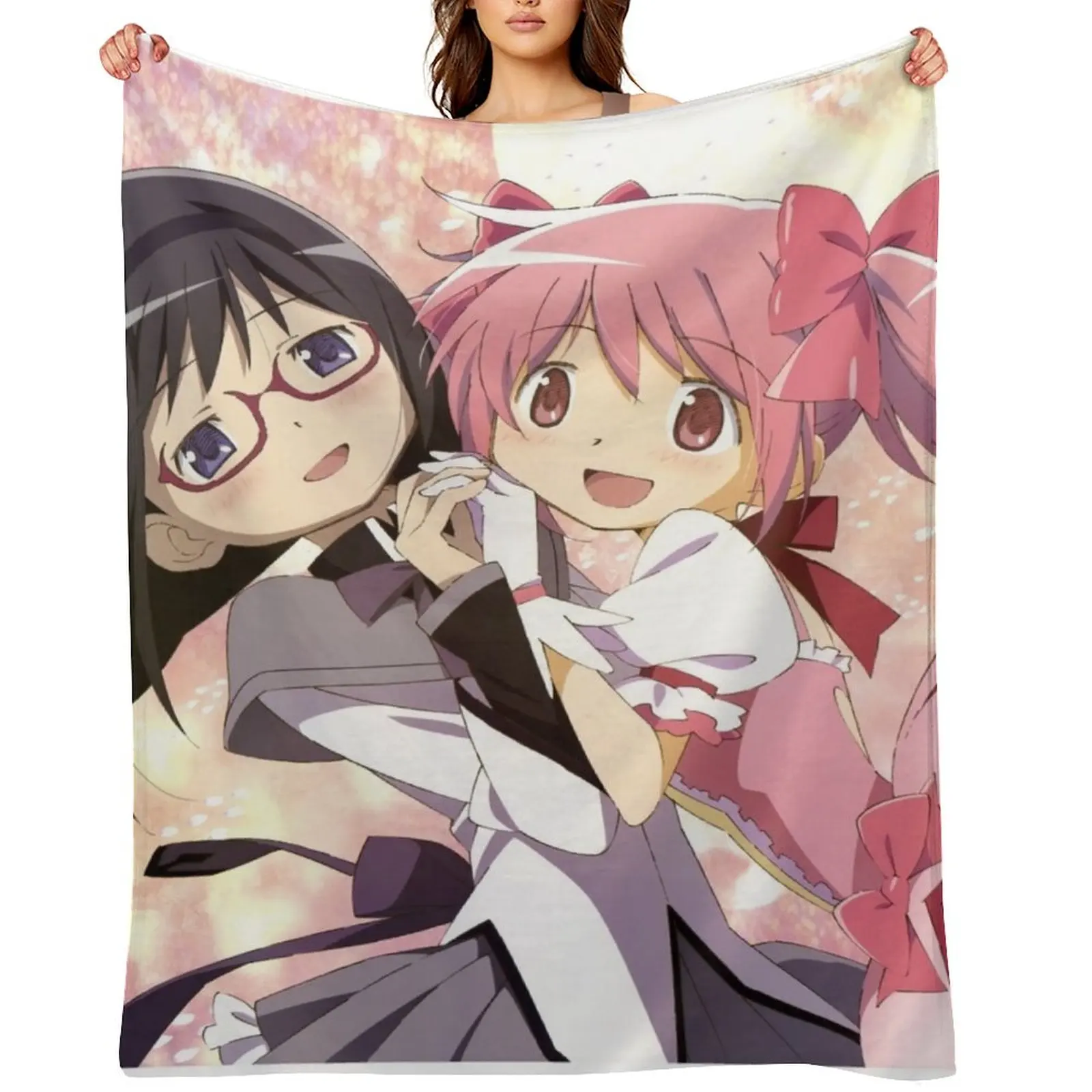 madoka magica madoka and homura Throw Blanket For Decorative Sofa Thermals For Travel Quilt Blankets For Sofas Blankets