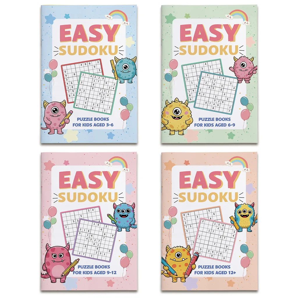 Children’s Sudoku,16th Edition 4-Book Progressive Set (Beginner→ Challenge) | Children’s Sudoku Puzzle Books