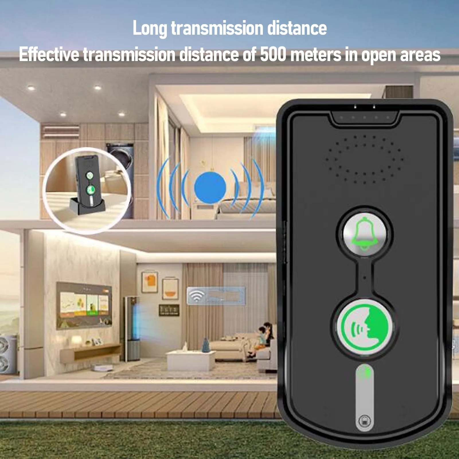 Citofono wireless a 2 vie IP54 Antipioggia Funzionamento con un clic Volume regolabile Sistema citofonico vocale a lungo raggio per interni domestici