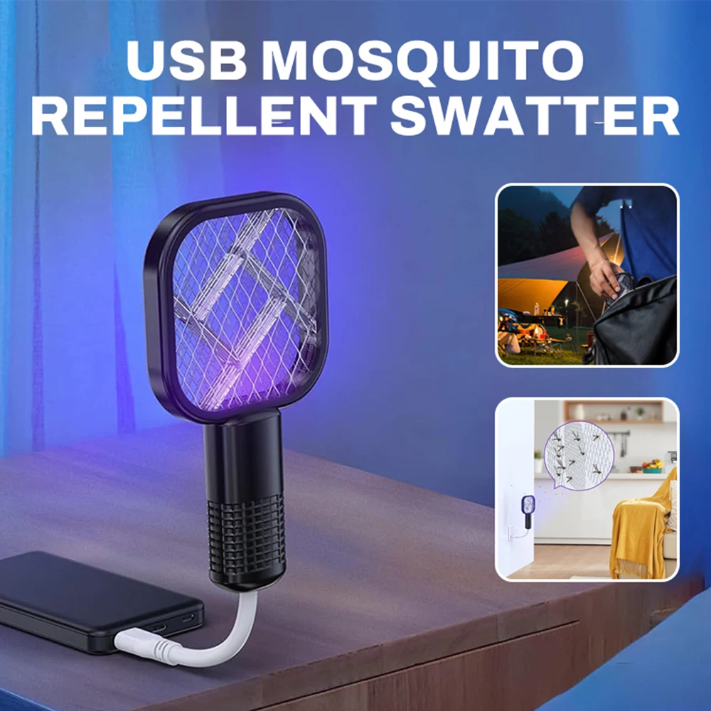 

2-in-1 USB Electric Mosquito Swatter UV Light Bug Zapper Home Mini Mosquito Trap Lamp Portable Outdoor Pest Control for Camping