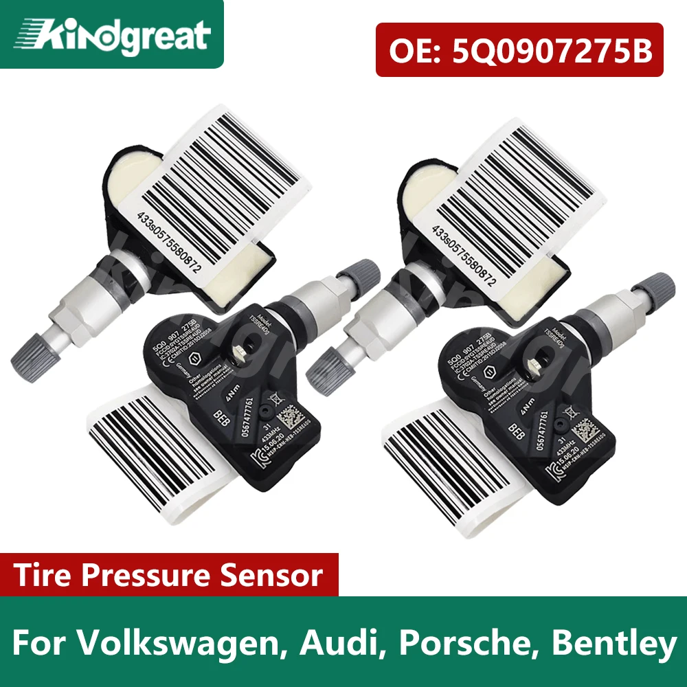 4PCS/Lot TPMS Sensors 5Q0907275B For Volkswagen, Audi, Porsche, Bentley Tire Pressure Sensor Monitoring System