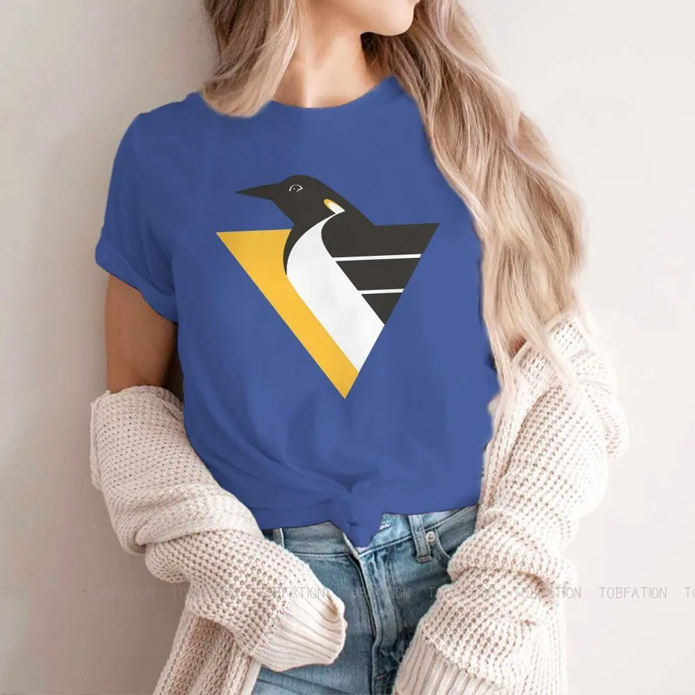 Pittsburgh Fashion TShirts Penguin Animation Funny Woman 4XL Style Pure Cotton Tops T Shirt O Neck Oversized