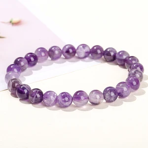 JD Natural Dream Lace Amethyst Stone Pulseras con cuentas de mujeres Mujeres Púrpura Cristal Energía Bead Bead Reiki Bangle Jewelry Regalo 12 mejores ventas de amatista rosa - №8