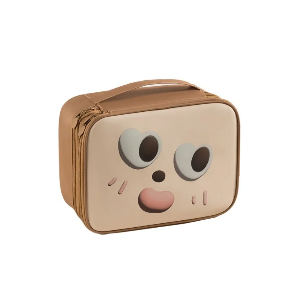 

Comfortable Handle Cartoon Pattern Makeup Bag Single/Double Layer Large Capacity Women's Cosmetics Handbag Zipper Closure