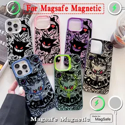 Luxury Gengar Pokemons Magsafe Magnetic Case for iPhone 11 12 13 14 15 16 Pro Max Plus Soft Silver Plated Anti Fall Cover