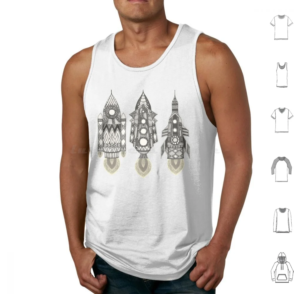 Space Rockets Mono Vest Men Women Kids Rockets Rockets Nursery Outer Space Stars Intergalactic Space Travel Stippling