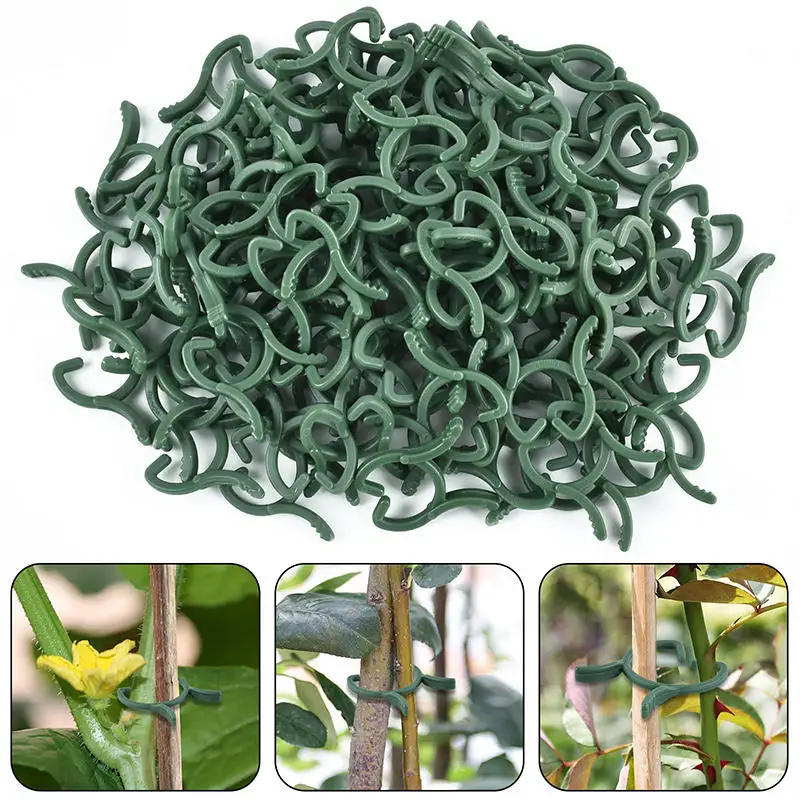 

100-200PCS Garden Plant Clip Branch Clamps Flower Phalaenopsis Fastener Plastic Bracket Stems Support Vine Climbing Grow Upright