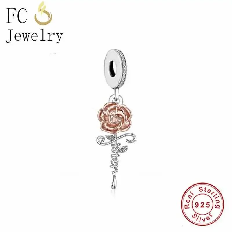 FC Jewelry Fit Original Pan Charms Bracelet 925 Silver Sister is Beautiful As Flower Bead For Making Women Berloque 2022 DIY