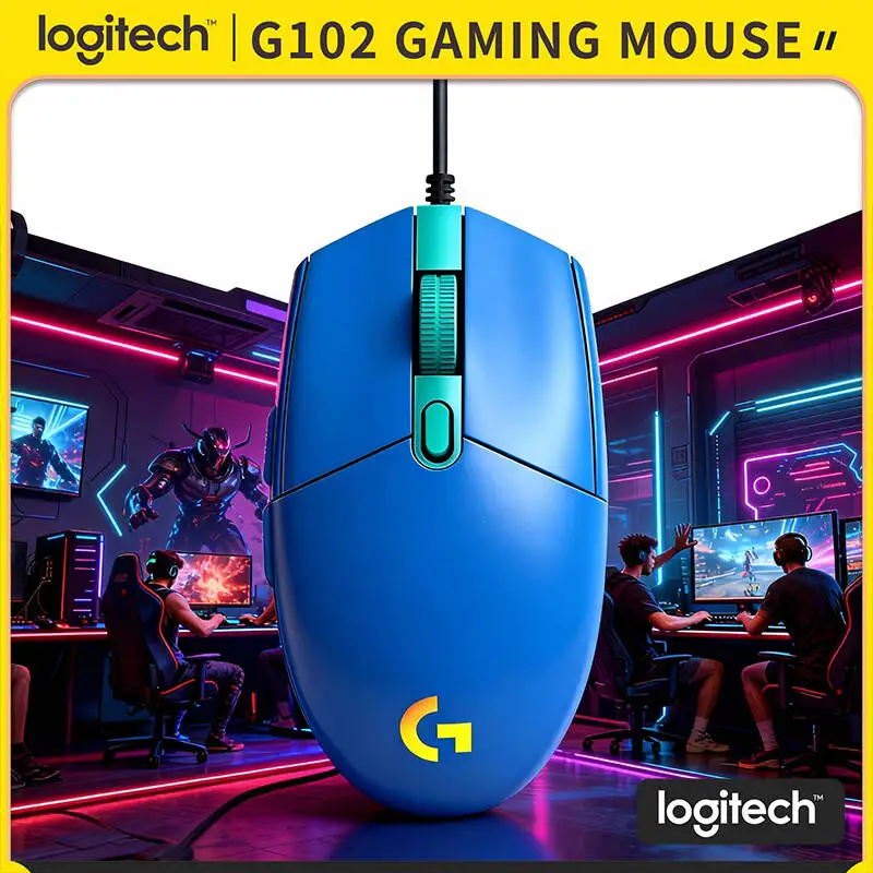 Logitech G102 Gaming Mouse, 8000 DPI Adjustment, RGB Sync, 6 Programmable Keys, Ergonomic for Long Play