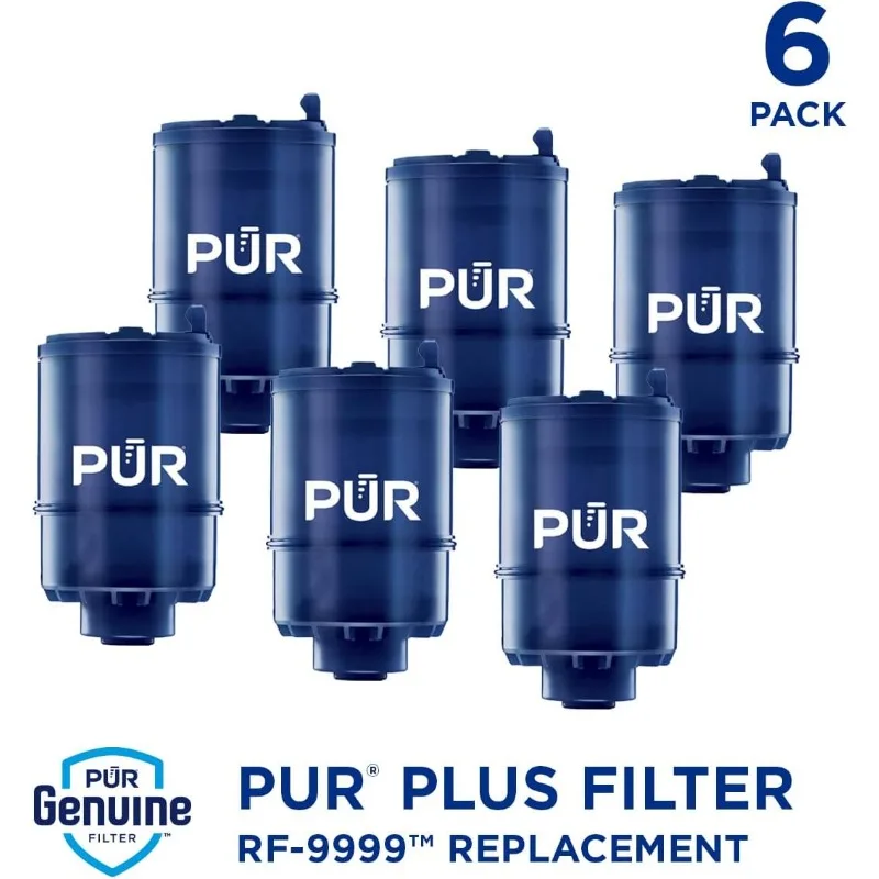 PUR PLUS Faucet Mount Replacement Filter 6-Pack, Genuine PUR Filter 2-in-1 Powerful Natural Mineral Filtration Lead Removal