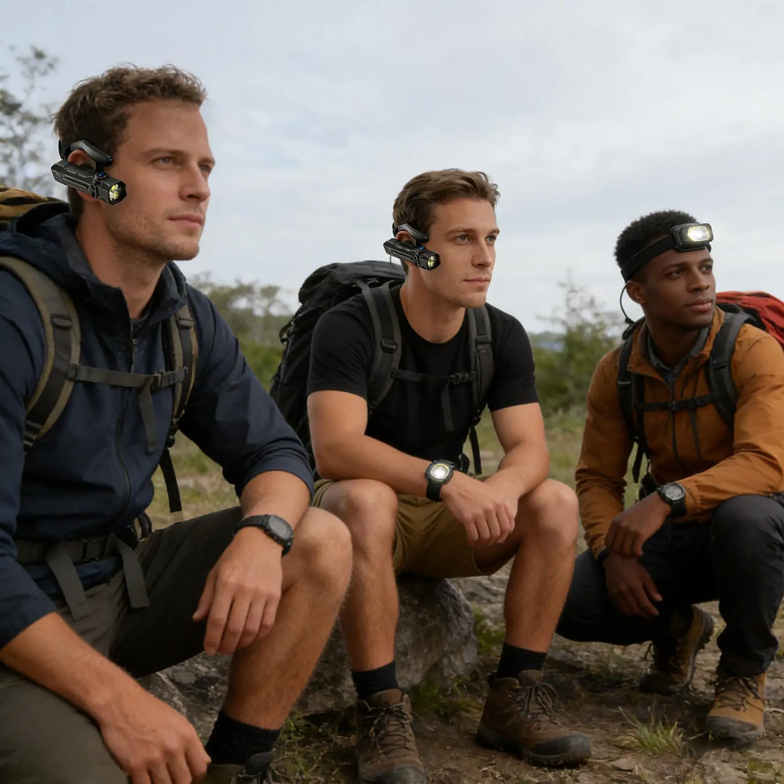 led-ヘッドランプ耳装着型モーションセンサー防水ヘッドライトヘッドライト懐中電灯バックパッキングキャンプ洞窟探検サイクリング用