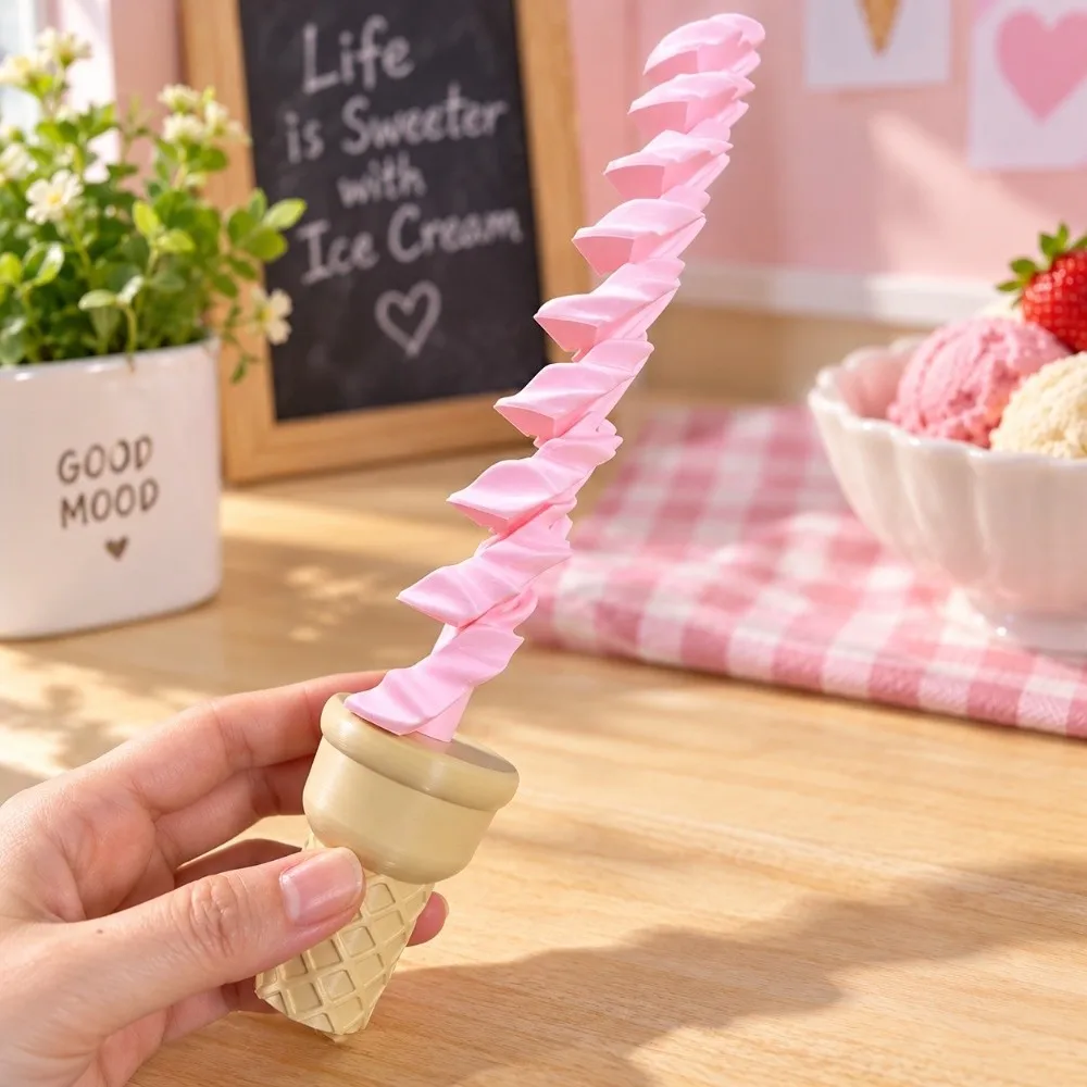 Multi-Color Spiral Ice Cream Fidget Toy Deformable Twist Realistic 3D Printed Twist Motion Sensory Toy Fun Novelty