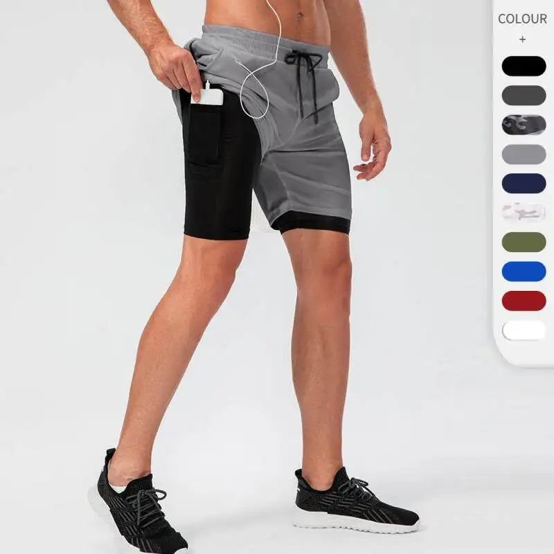 

Men Quick Dry Running Shorts Loose Breathable Workout Gym Training Fitness Crossfit Sport Shorts Multi-Pocket with Earphone Hole