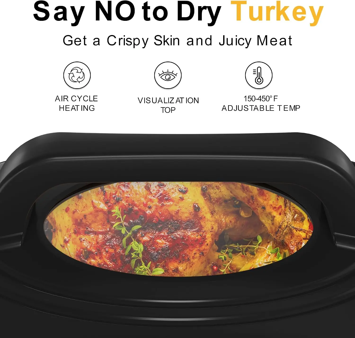 26 Quart Electric Roaster Oven with Visible & Self-Basting Lid, Large Turkey Roaster with Defrost Warm Function, Adjustable