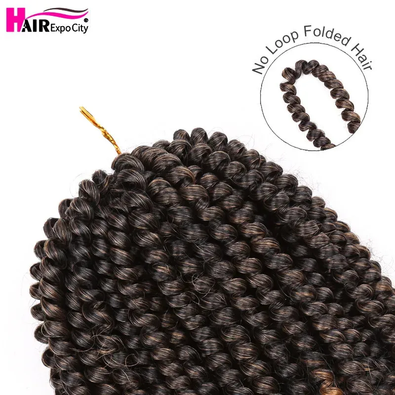 8Inch Spring Twist Crochet Hair Afro Fluffy Synthetic Twist Braids Hair Ombre Braiding Hair Extensions Wholesale Hair Expo City